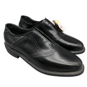 Vintage 80s Stuart McGuire Longwing Brogue Derby Dress Shoes Black USA 10.5 E
